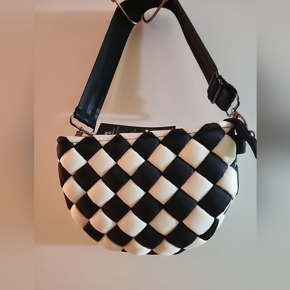 Think Royln Black and White  Check Print Woven Bum Bag - Picture 10 of 10